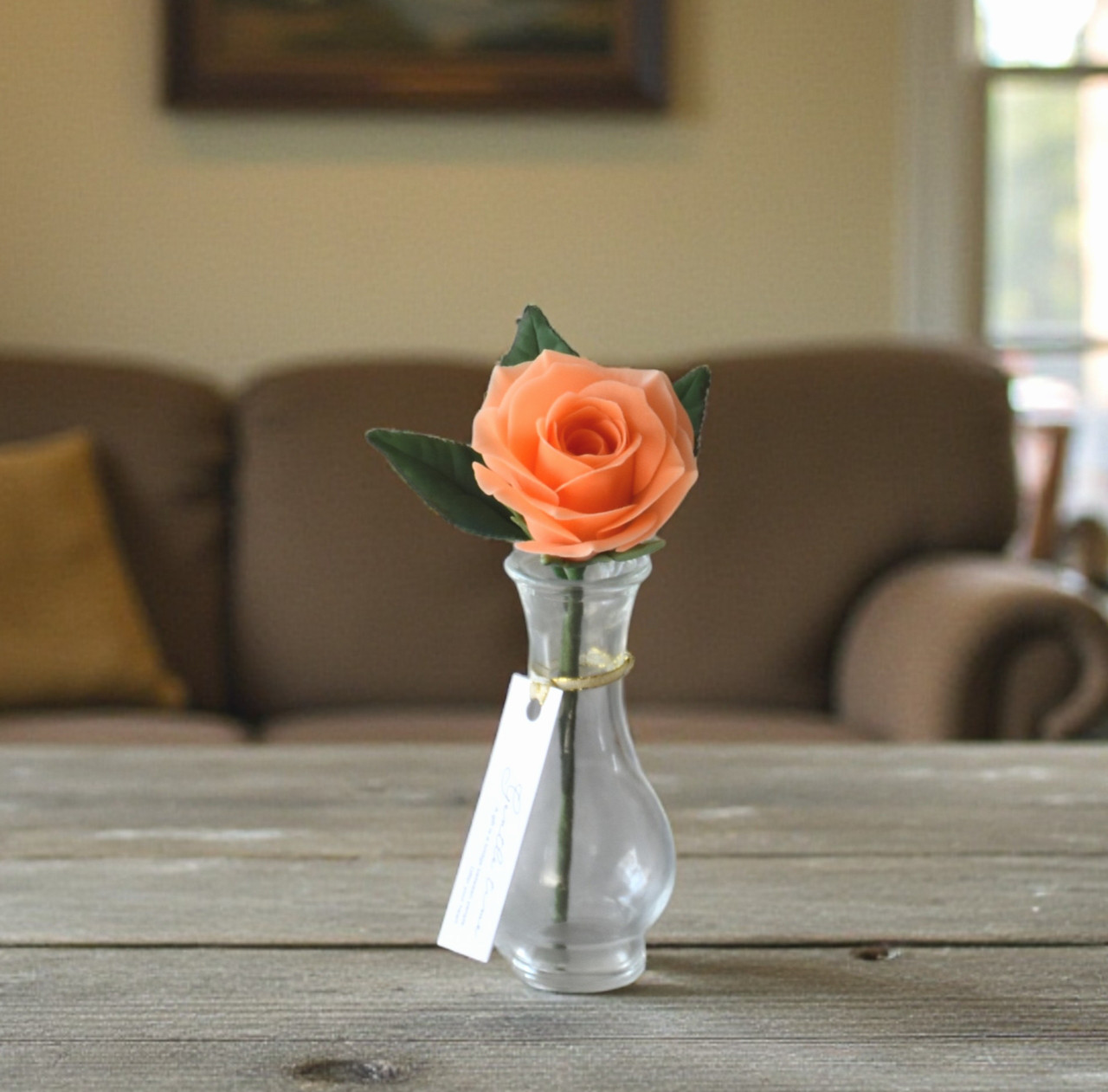 ◆粘土のお花◆　薔薇　一輪　オレンジ・・・B1376