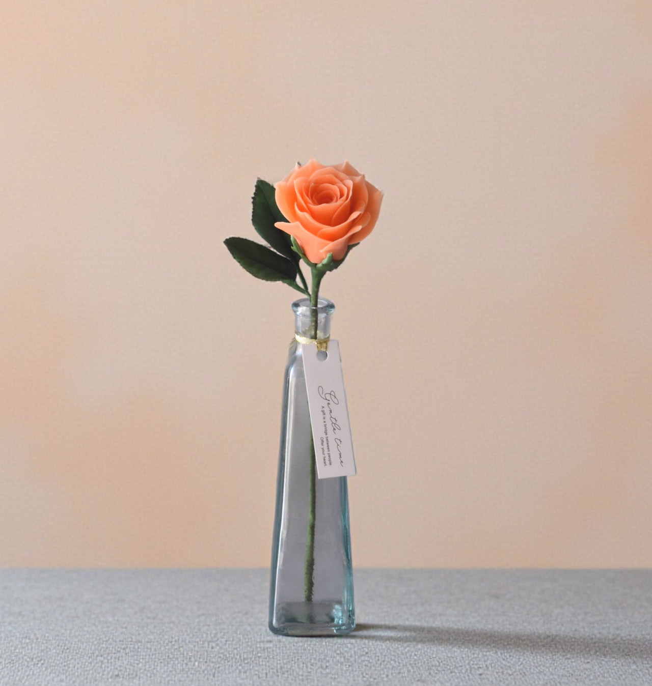 ◆粘土のお花◆　薔薇　一輪　オレンジ・・・B1377