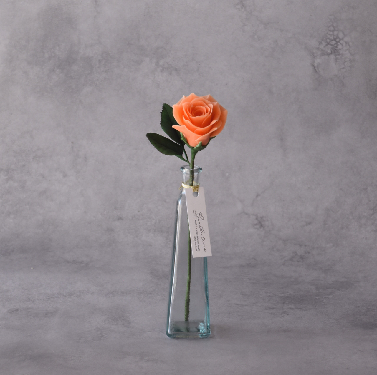 ◆粘土のお花◆　薔薇　一輪　オレンジ・・・B1377