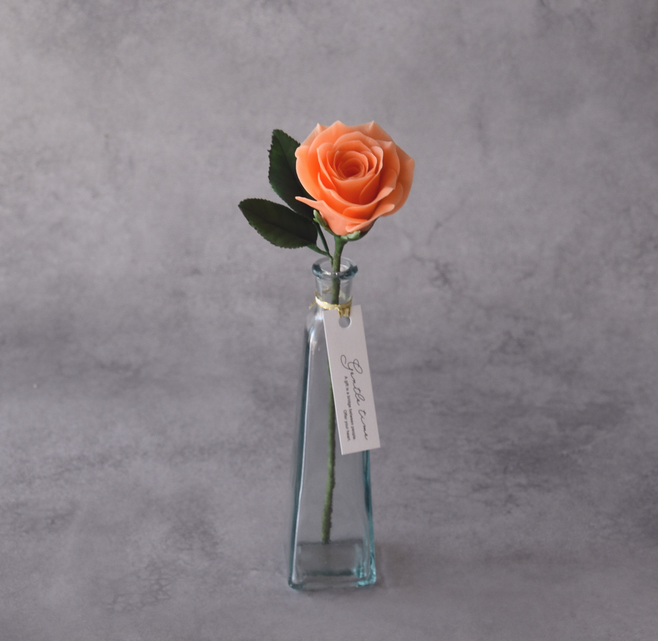 ◆粘土のお花◆　薔薇　一輪　オレンジ・・・B1377