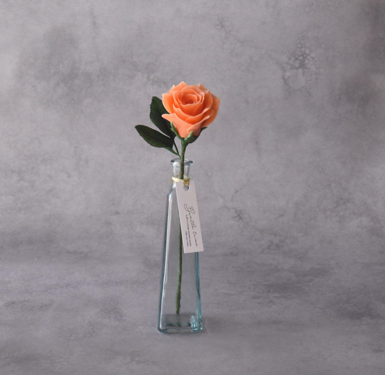 ◆粘土のお花◆　薔薇　一輪　オレンジ・・・B1377