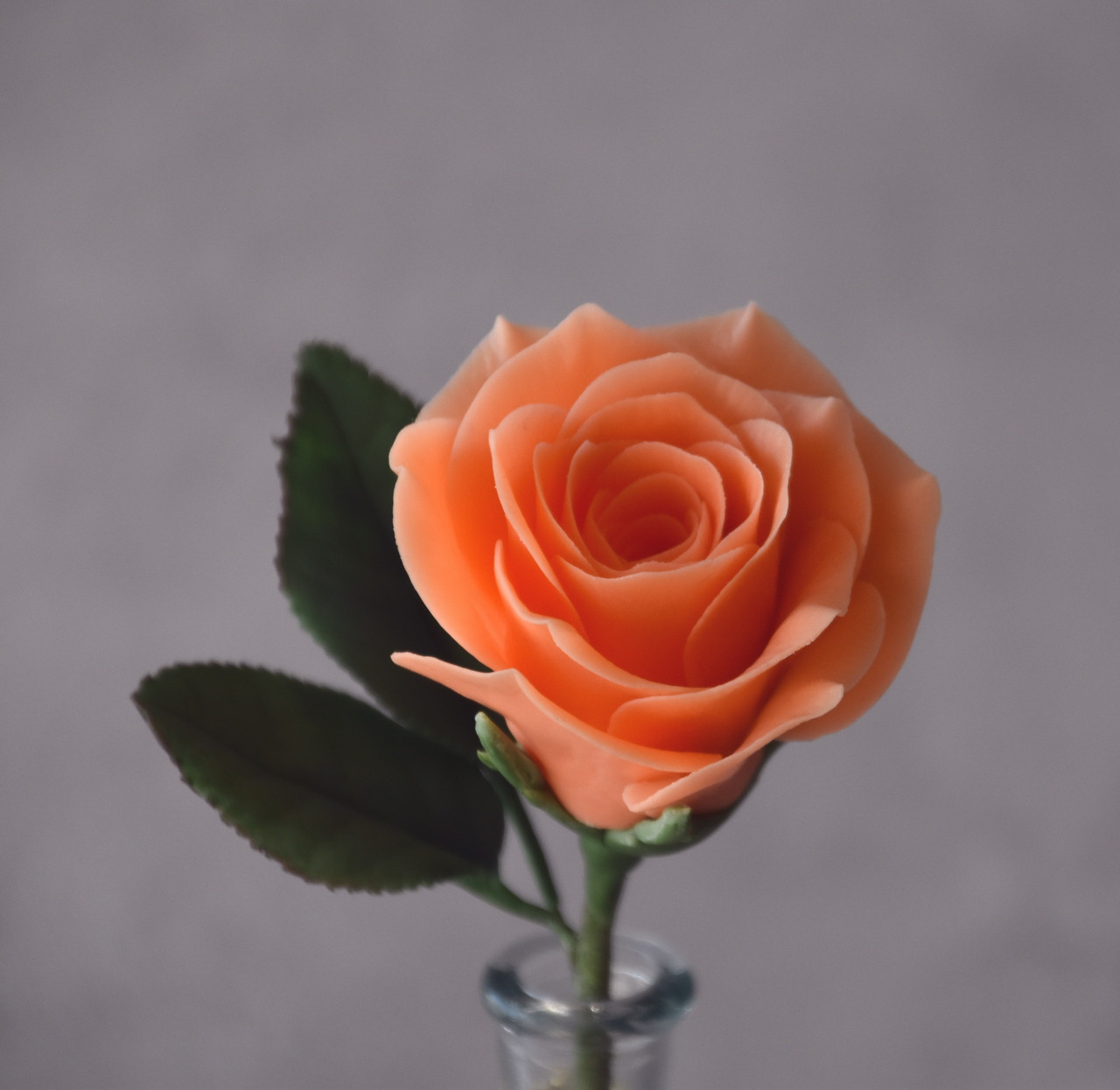 ◆粘土のお花◆　薔薇　一輪　オレンジ・・・B1377