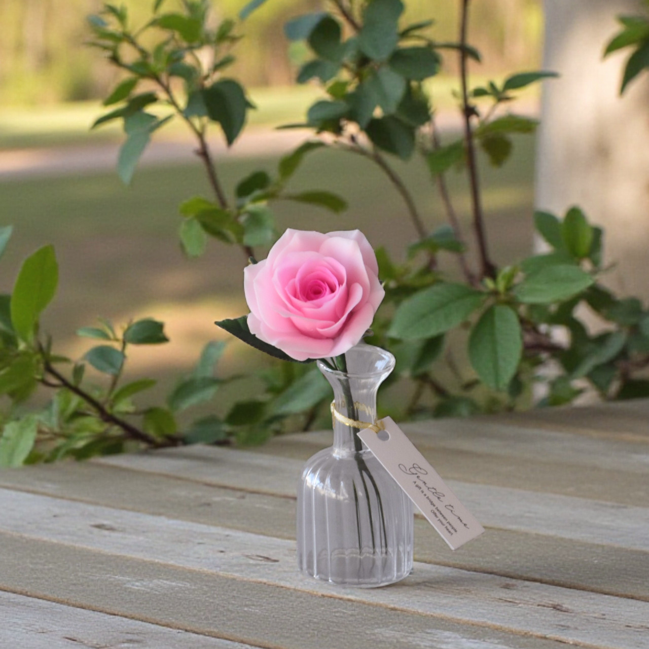 ◆粘土のお花◆　薔薇　一輪　ピンク・・B1380