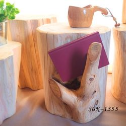 天然アロマウッド ひのき切株ウッドスツール くり抜き・丸太サイド