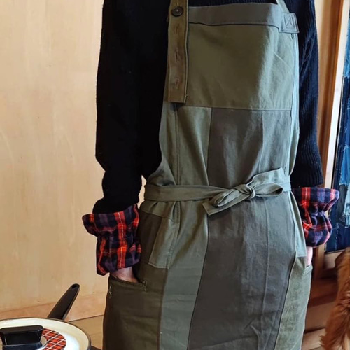 SOLD/SAYOCAFE「暮らしを楽しむシリーズ」パッチワークエプロン(カーキ