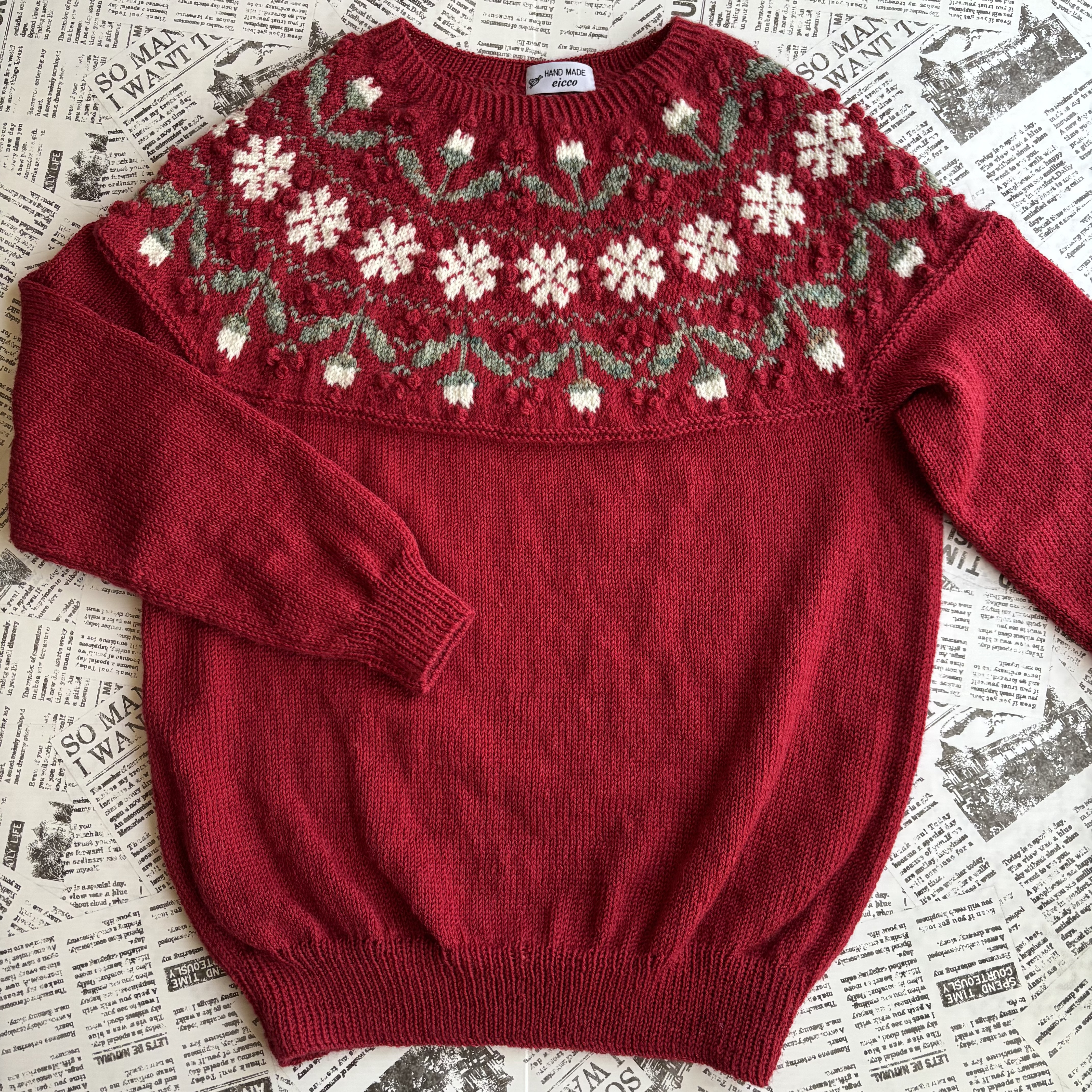 丸ヨークセーター　花とボップル