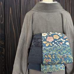 着物反物* 辻ヶ花と灰紫縞 大人の兵児帯 半幅帯 長尺470cm 和装小物