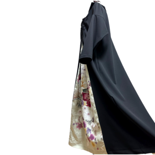 振袖 着物リメイク ドレス 和柄 ワンピース シンプルスッキリ袖 変わり