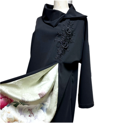 振袖 着物リメイク ドレス 和柄 ワンピース シンプルスッキリ袖 変わり