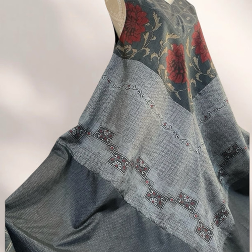 大島紬リメイクワンピース/4種の紋様合わせ2wayテントラインワンピース