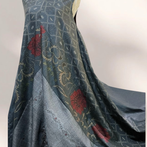 大島紬リメイクワンピース/4種の紋様合わせ2wayテントラインワンピース