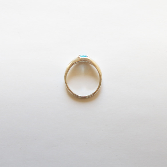（獨一無二，925銀）公主方形切割藍色托帕石戒指（4毫米，9號） 第7張的照片