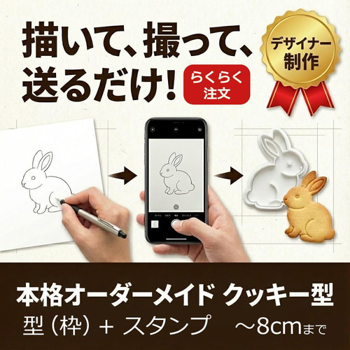 即納【フルオーダー】描いた絵がそのままクッキー型に！型・スタンプ