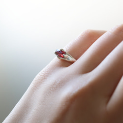 （獨一無二，925銀）紅尖晶石異形切割戒指（7*4毫米，9號） 第7張的照片