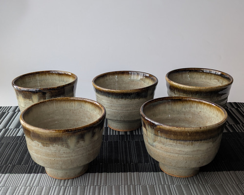 高鶴元 湯呑み茶碗 手仕事の温もりを感じる番茶碗5客セット 【民藝 和 陶器】 湯呑み 酒津