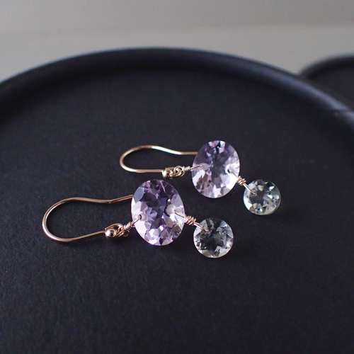 14kgf＊アメジスト グリーンアメジスト ピアス ピアス（フック