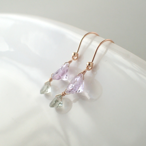 14kgf＊アメジスト グリーンアメジスト ピアス ピアス（フック