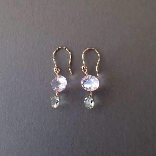 14kgf＊アメジスト グリーンアメジスト ピアス ピアス（フック