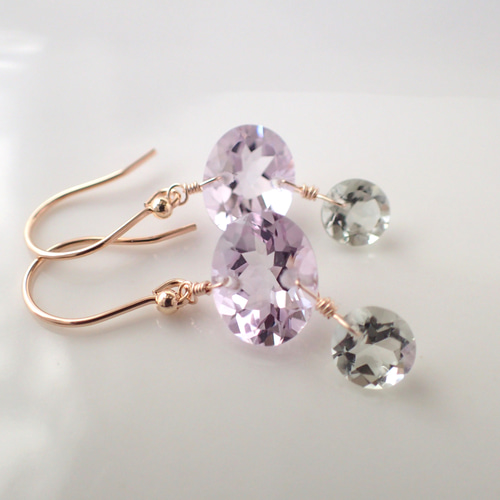 14kgf＊アメジスト グリーンアメジスト ピアス ピアス（フック