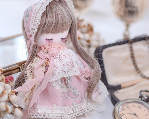 ★ハンドメイド★ ミニチュア ミニバッグ ピンク￼ ドールアウトフィット 身長約11cmの小さなコットンドール「レヴェリー」リトルミミドール
