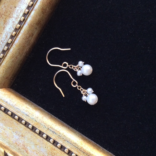 14kgf あこや真珠のミニピアス ピアス（フック・チェーン） きなたろう