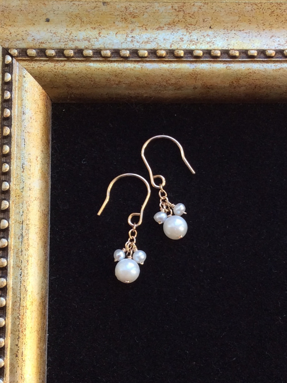 14kgf あこや真珠のミニピアス ピアス（フック・チェーン） きなたろう