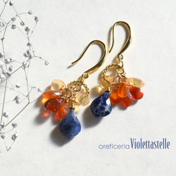 冷静と情熱のピアス（ソーダライト、ファイアオパール）02 ピアス