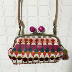 輸入生地　大きな木玉親子がま口長財布バッグ 輸入生地 スペイン ドット 大きい木玉親子がま口長財布バッグ がま口