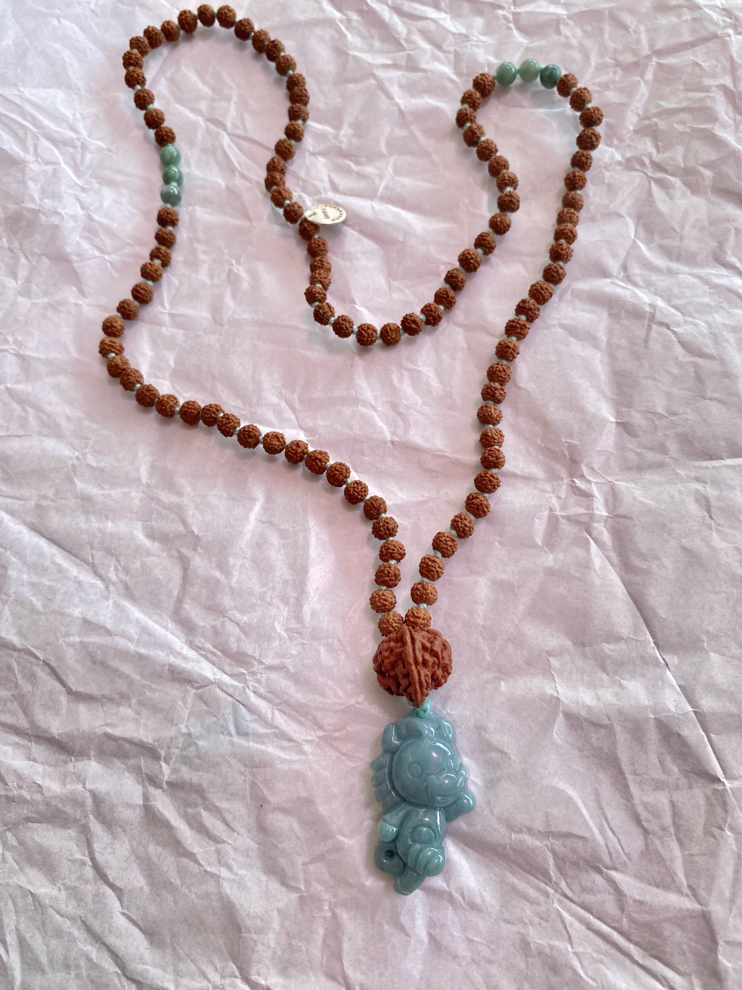 【馬の翡翠】鼻付きガネーシャ５面★１０８粒マーラー