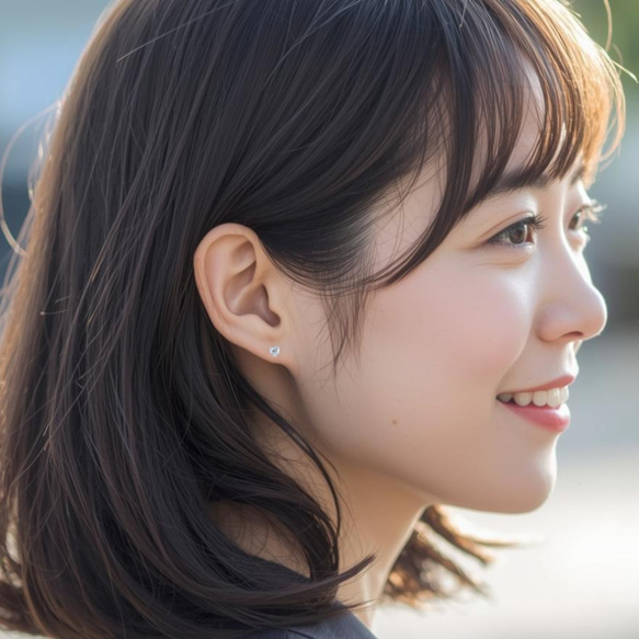 【天然石スカイブルートパーズのハートピアス】水色/4mm/つけっぱなしOK/サージカルステンレス 7枚目の画像