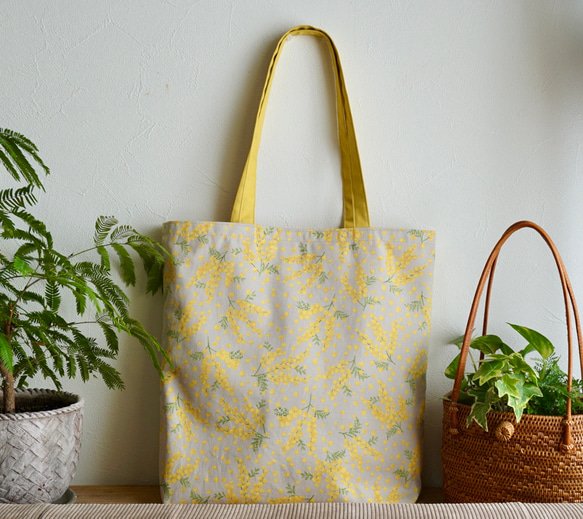 送料無料】mimosaのトートバッグ/エコバッグ◇ミモザ/グレージュ《受注