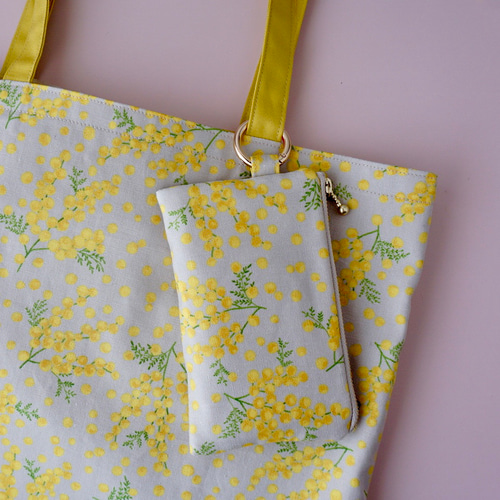 送料無料】mimosaのトートバッグ/エコバッグ◇ミモザ/グレージュ《受注