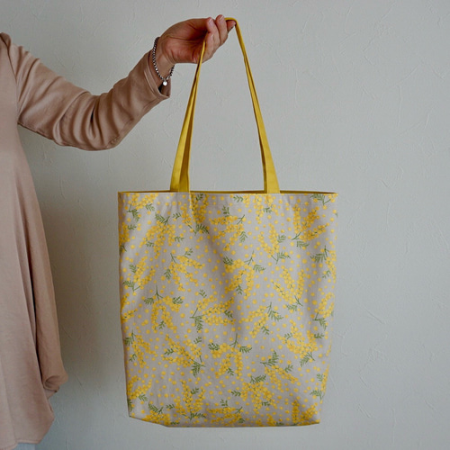 送料無料】mimosaのトートバッグ/エコバッグ◇ミモザ/グレージュ《受注