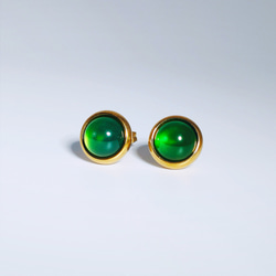 14kgf 宝石質天然石のペアシェイプファセットカットピアス（5色展開