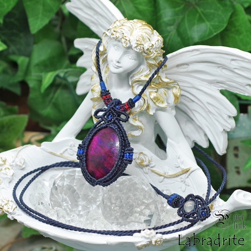 パープルラブラドライト』マクラメ編みトップネックレス ネックレス