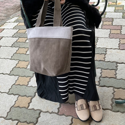 手放せない❣️Pig本革 Nubuckのこの質感♡ 心ときめくバイカラー★大人可愛いミニトート❤️ 6枚目の画像