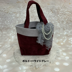 手放せない❣️Pig本革 Nubuckのこの質感♡ 心ときめくバイカラー★大人可愛いミニトート❤️ 5枚目の画像