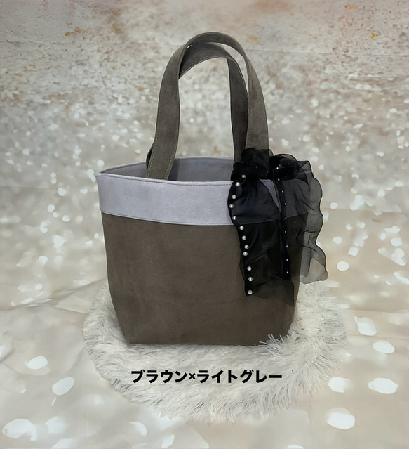 手放せない❣️Pig本革 Nubuckのこの質感♡ 心ときめくバイカラー★大人可愛いミニトート❤️ 3枚目の画像