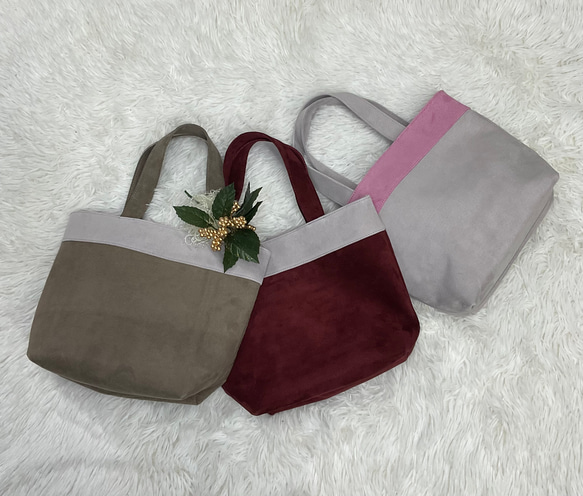 手放せない❣️Pig本革 Nubuckのこの質感♡ 心ときめくバイカラー★大人可愛いミニトート❤️ 7枚目の画像