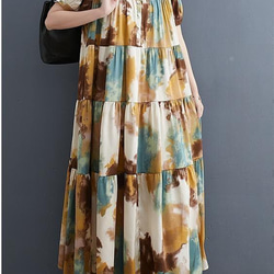 新品 大きいサイズ ゆったり ロングワンピース 半袖　夏秋 マキシ丈　4L 8枚目の画像