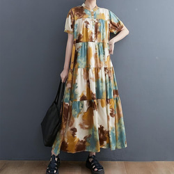 新品 大きいサイズ ゆったり ロングワンピース 半袖　夏秋 マキシ丈　4L 7枚目の画像