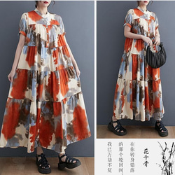 新品 大きいサイズ ゆったり ロングワンピース 半袖　夏秋 マキシ丈　4L 5枚目の画像