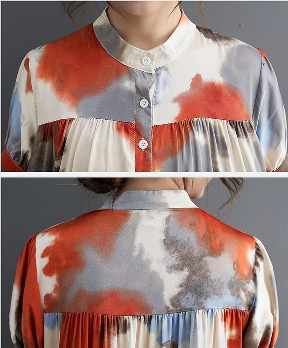 新品 大きいサイズ ゆったり ロングワンピース 半袖　夏秋 マキシ丈　4L 10枚目の画像