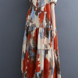 新品 大きいサイズ ゆったり ロングワンピース 半袖　夏秋 マキシ丈　4L 3枚目の画像