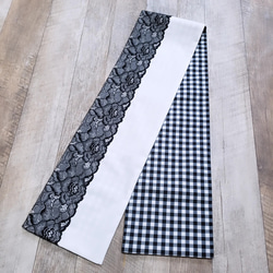半襟 白 地に 黒 レース ギンガム / 着物 きもの 半衿 成人式 卒業式 4枚目の画像