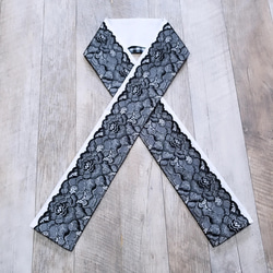 半襟 白 地に 黒 レース ギンガム / 着物 きもの 半衿 成人式 卒業式 3枚目の画像