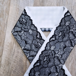 半襟 白 地に 黒 レース ギンガム / 着物 きもの 半衿 成人式 卒業式 1枚目の画像
