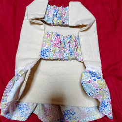 着せやすい犬服♪胸飾り付けローウエストのワンピース♪オーダーメイドで！ 5枚目の画像