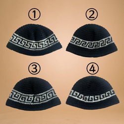 【サイズ選べるオーダー】雷紋クラッシャーハット　ビーニー　ニット帽　アルパカ混　男女兼用 Y2K バケハ 2枚目の画像