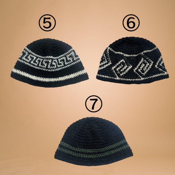 【サイズ選べるオーダー】雷紋クラッシャーハット　ビーニー　ニット帽　アルパカ混　男女兼用 Y2K バケハ 3枚目の画像
